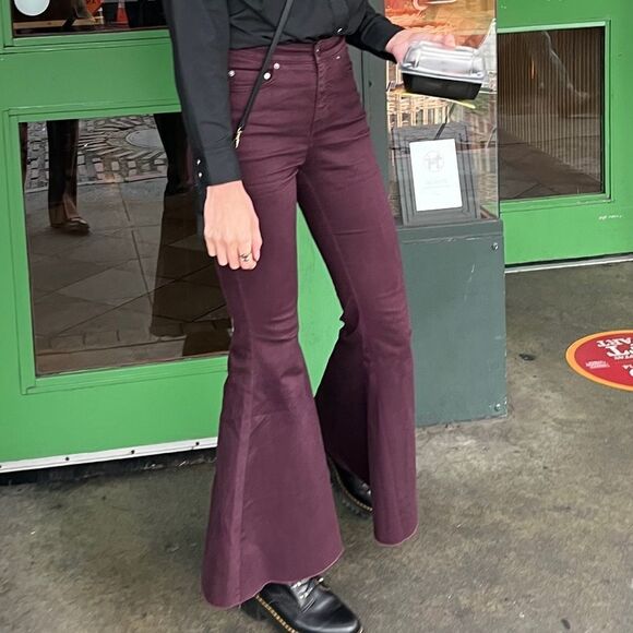 Purple Free People Super Flare Jeans - Picture 2 of 9